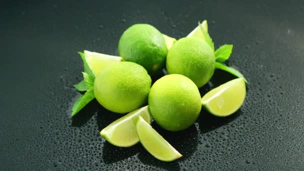 Ripe green limes on table - Footage, Video