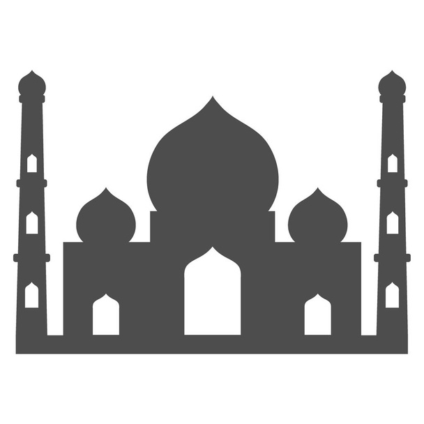 イスラム灰色のモスク、アイコン、白い背景に隔離. - ベクター画像
