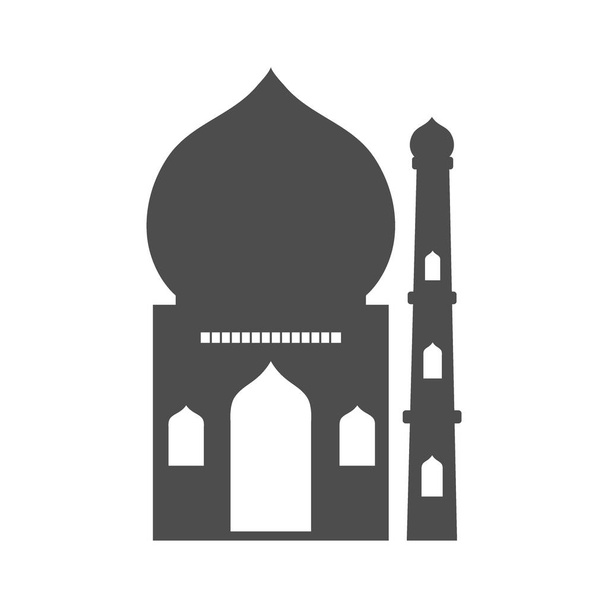 Ісламська сіра мечеть, ікона, ізольована на білому фоні. - Вектор, зображення
