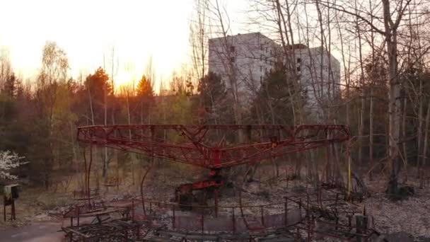 Ghost town Pripyat perto de Chernobyl NPP, Ucrânia - Filmagem, Vídeo