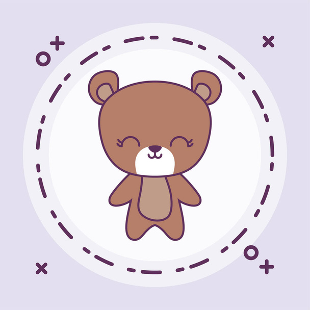 roztomilé medvědí zvíře s krouživými rámy - Vektor, obrázek