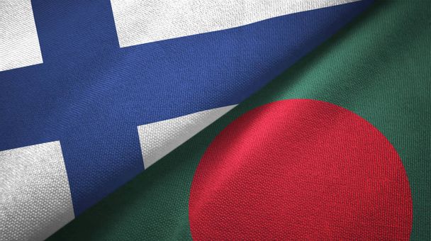 Finlandiya ve Bangladeş iki bayraklar tekstil kumaş, kumaş doku  - Fotoğraf, Görsel