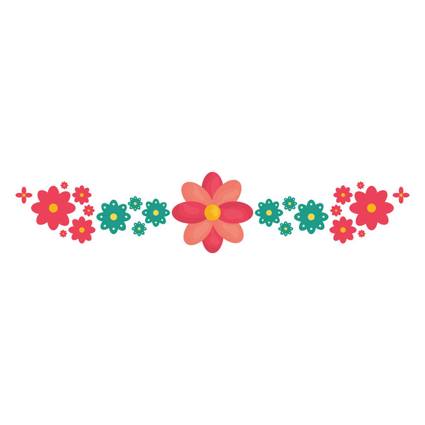 μεξικάνικο διακοσμητικά λουλούδια και φύλλα στεφάνι - Διάνυσμα, εικόνα
