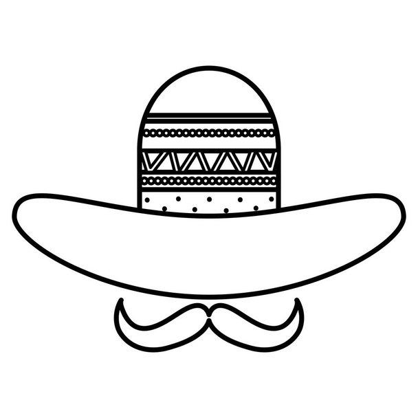 Meksikolainen hattu viikset perinteinen kuvake
 - Vektori, kuva