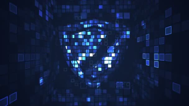 Αφηρημένη μπλε ψηφιακή τεχνολογία κυβερνοτεχνολογίας χωρίς συγκόλληση κινούμενα γραφικά κινούμενη κίνηση. Έννοια της ασφάλειας της προστασίας του Διαδικτύου. Ασπίδα επίθεση χάκερ ιός υπολογιστή. - Πλάνα, βίντεο