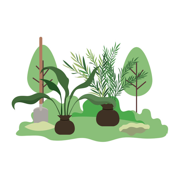 arbres à planter dans le paysage icône isolée
 - Vecteur, image