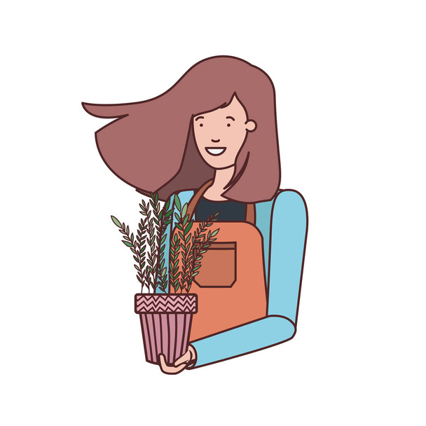 woman with houseplant avatar character - Vector, Image