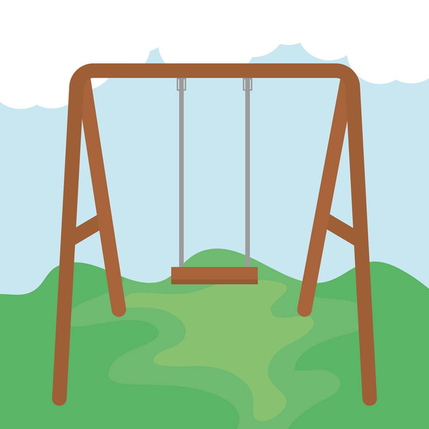 swing wooden in the park - Vector, Image