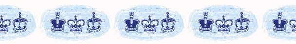 Sketchy Londres Royal Crown padrão de fronteira vetor sem costura
 - Vetor, Imagem