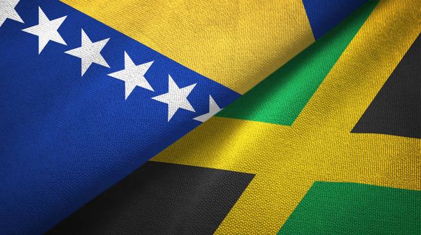 Bosnia and Herzegovina and Jamaica two flags textile cloth, fabric texture - Photo, Image