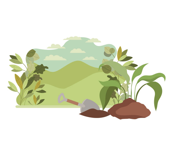 tree to plant in landscape isolated icon - Vector, Image