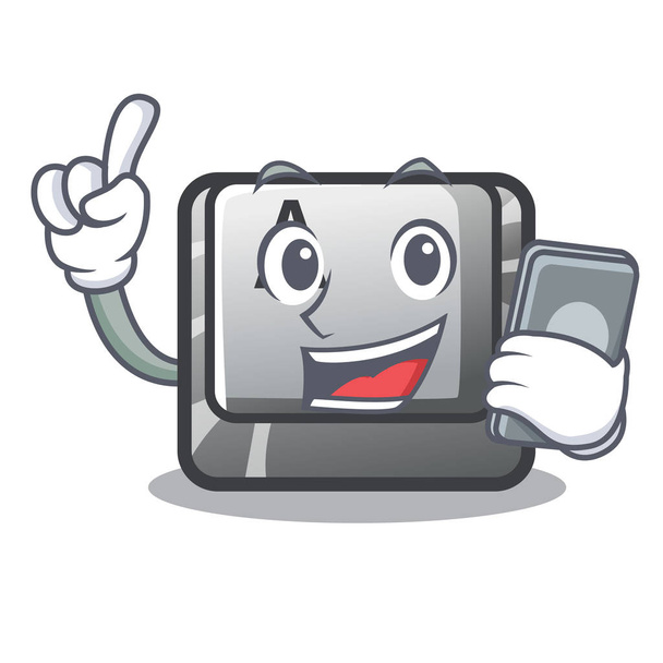 With phone button A isolated with the mascot - Vector, Imagen