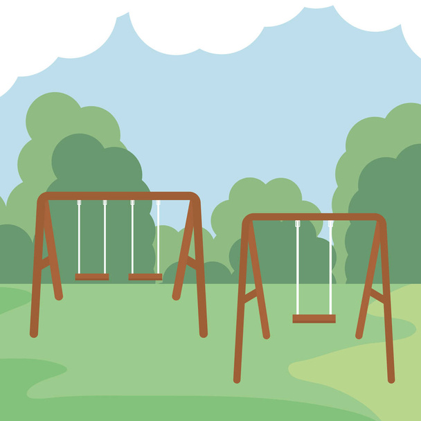 swing wooden in the park - Vector, Image