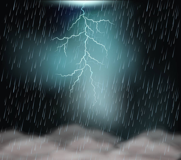 Burza z piorunami-tło nocne - Wektor, obraz