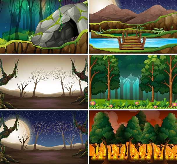 Conjunto de diferentes escenas de la naturaleza
 - Vector, Imagen
