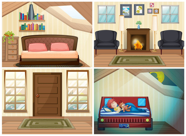 Set of room in the house - Vector, Image