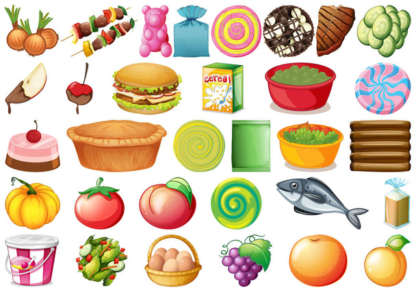 Conjunto de alimentos diferentes
 - Vector, Imagen
