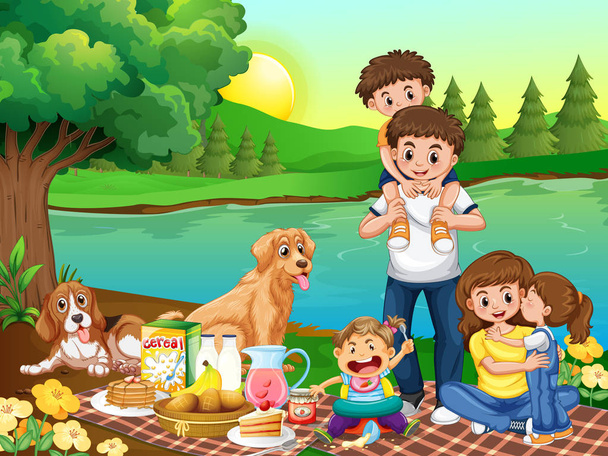 Family at the park - Vector, Image