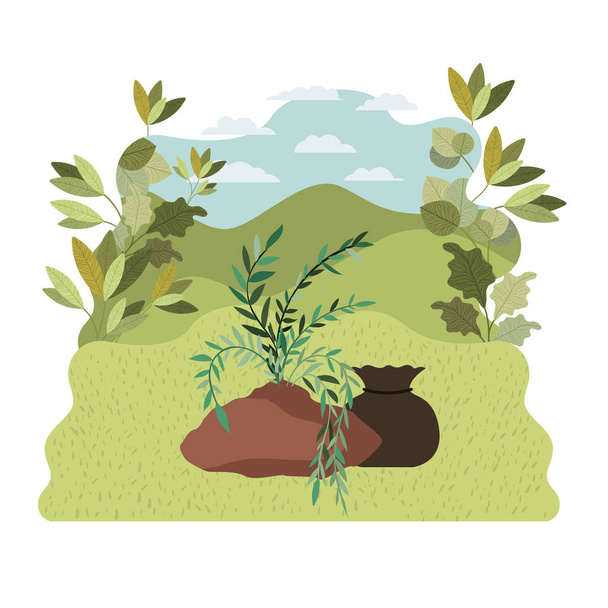 tree to plant in landscape isolated icon - Vector, Image
