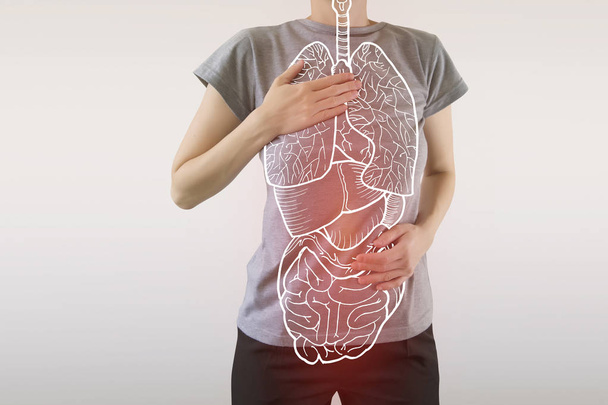 highlighted internal organs with some illness - 写真・画像
