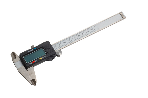 Caliper calibre ferramenta vernier instrumento de metal branco medida slide
 - Foto, Imagem
