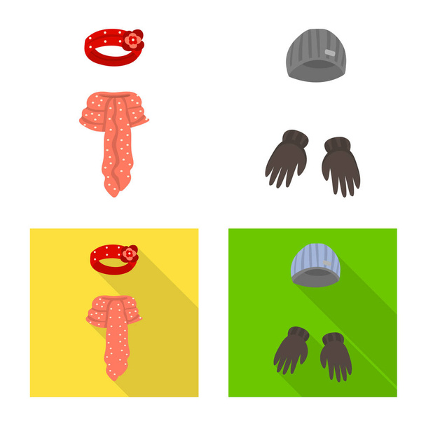 Vector illustration of clothes  and texture symbol. Set of clothes  and weather  vector icon for stock. - Вектор,изображение