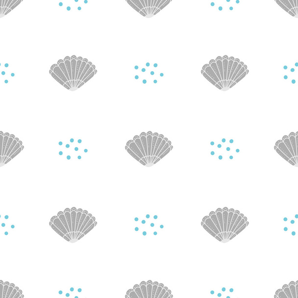 Sea seamless pattern with shell and bubbles. Underwater. - Vektor, obrázek