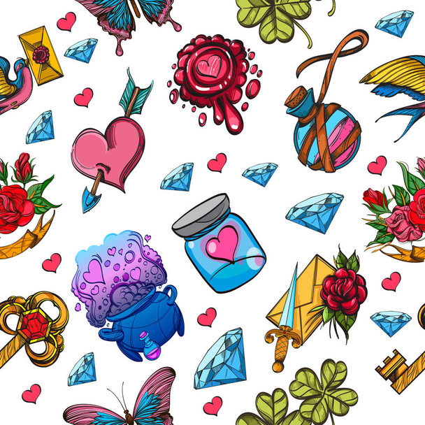 Seamless pattern for Valentine's day. Can be used for wrapping paper, wallpaper, printing on fabrics and much more. - Vector, Image