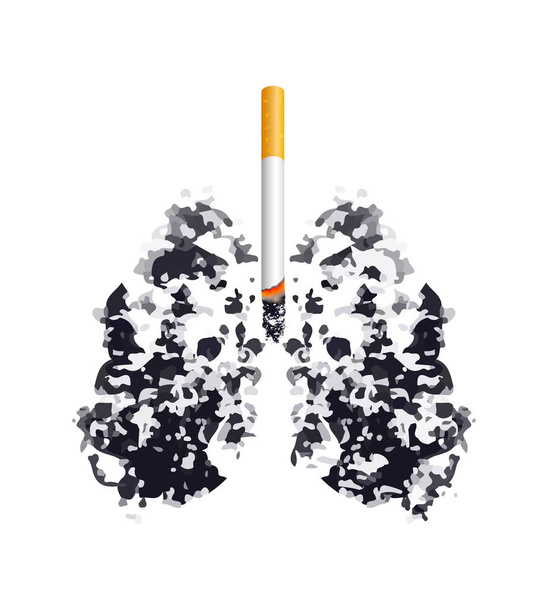 Stop smoking, World no tobacco day. Smoking is harmful to human organs. Resulting in organ damage and premature. Illustration. - Vector, Image