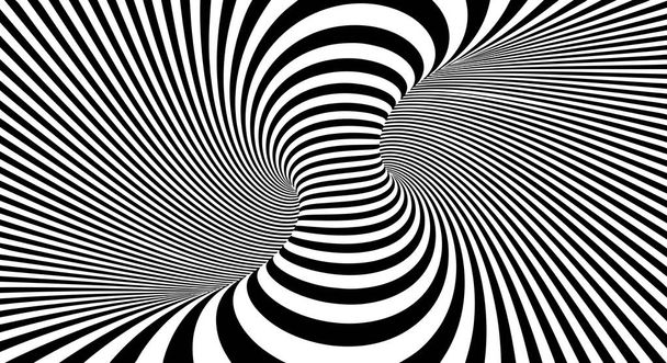 Optische illusie lijnen achtergrond. Abstract 3D zwart-wit illusies. Conceptueel ontwerp van optische illusie vector. EPS 10 Vectorillustratie - Vector, afbeelding