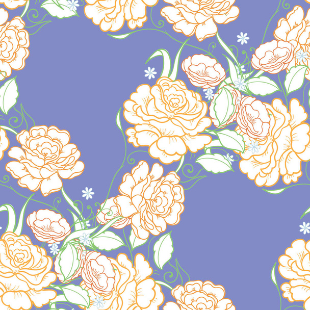 Seamless background with pink roses. Ornamental pattern with beautiful garden floral motif. Great for fabric and textile, wallpaper, packaging or any desired idea. - Vektori, kuva
