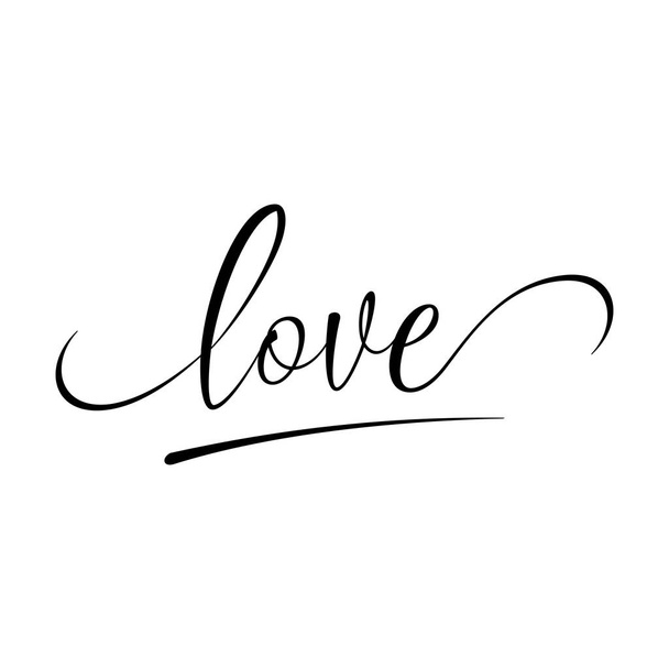 Love - Valentine Day typography. Handwriting romantic lettering. Hand drawn illustration for postcard, wedding card, romantic valentine's day poster, t-shirt design or other gift. - Vektör, Görsel