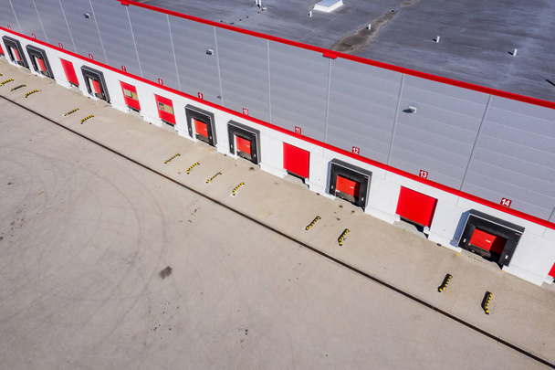 Loading bay, industrial building, logistics - aerial view  - Photo, Image
