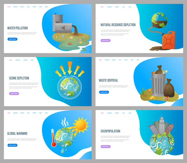Problémy životního prostředí, weby pro zneškodňování odpadu - Vektor, obrázek