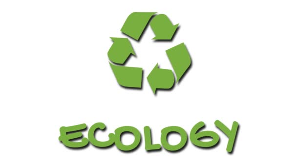 Geanimeerd recycling logo met "groene" slogan-ecologie - Video