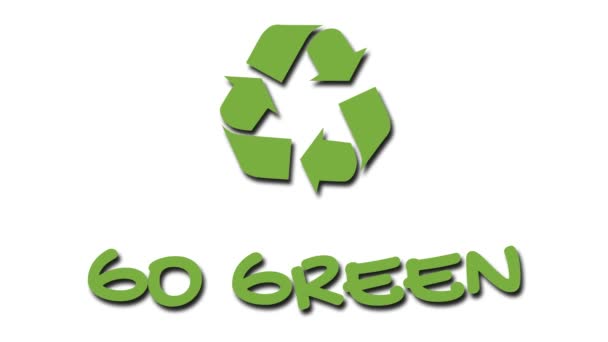 Σήμα ανακύκλωσης κινουμένων σχεδίων με "πράσινο" σύνθημα-πήγαινε πράσινο - Πλάνα, βίντεο