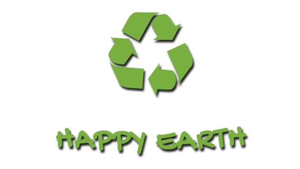 animiertes Recycling-Logo mit "grünem" Slogan - glückliche Erde - Filmmaterial, Video