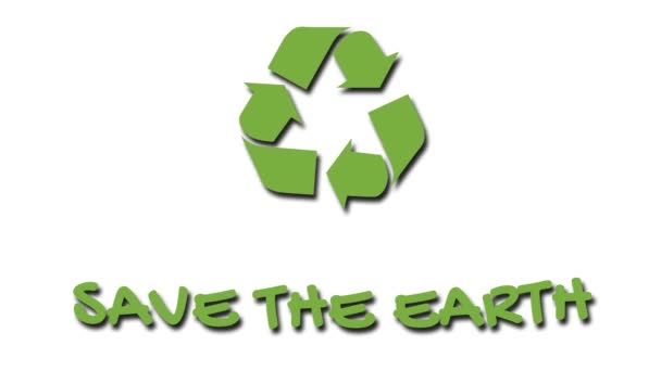 animiertes Recycling-Logo mit "grünem" Slogan - rette die Erde - Filmmaterial, Video
