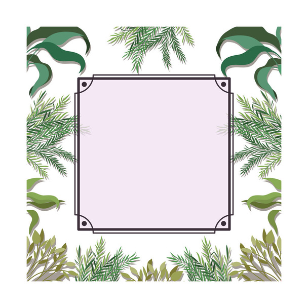 frame with foliage isolated icon - Вектор,изображение