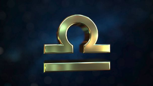 Gold Libra Zodiac sign, 3D rendering - Photo, Image
