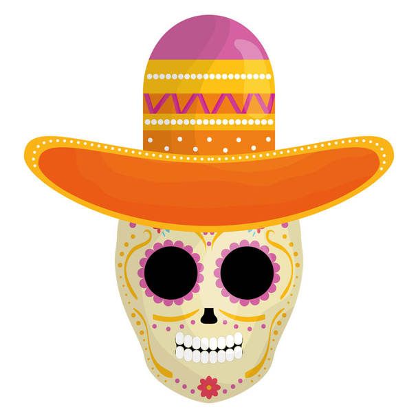 мексиканська маска смерті черепа з капелюхом Маріачі
 - Вектор, зображення