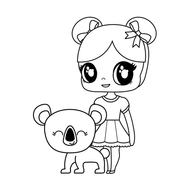 malá roztomilá panenka s Koala - Vektor, obrázek