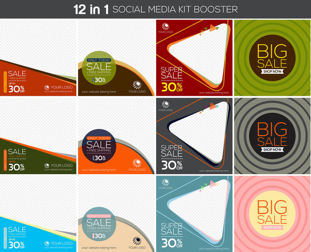Mehrzweck Social Media Kit Booster - Vektor, Bild