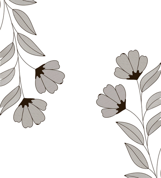 bloemen met takken en bladeren icoon - Vector, afbeelding