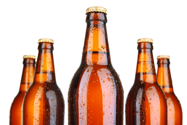 Beer bottles isolated on white - Fotó, kép