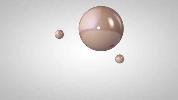 3D illusztráció rózsaszín, fényes golyó, egy nagy és két kis golyót. Gömbök a levegőben, elszigetelt fehér alapon. 3D-s rendering egy absztrakció. Geometriai, kerek objektumokat tartalmazó hely. - Fotó, kép