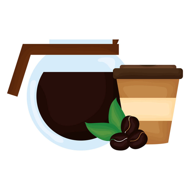 Dozownik do kawy z nasionami i plastikowym pojemnikiem - Wektor, obraz