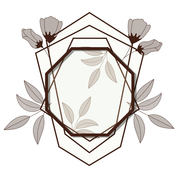 marco con flores icono aislado
 - Vector, Imagen