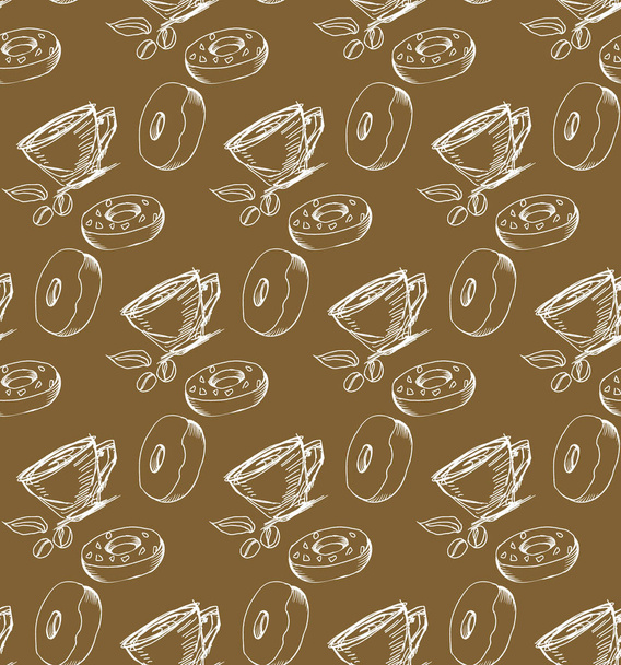 coffee time seamless texture illustration vector - Vector, Imagen
