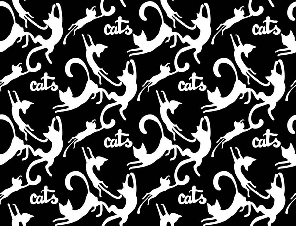funny cat set vector pattern illustration - Wektor, obraz